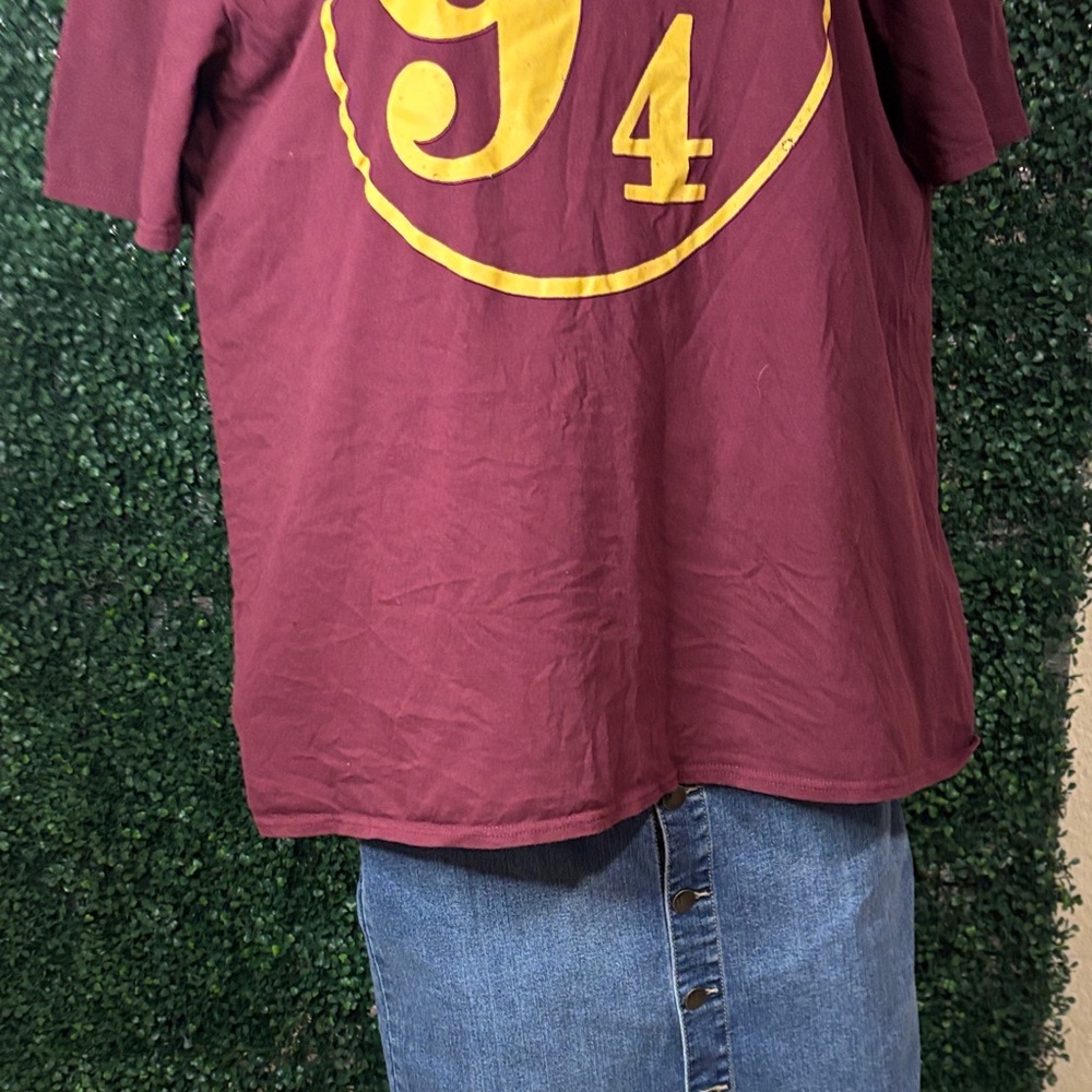 Women's Maroon Graphic Tee with Yellow 9 3/4 Emblem Harry Potter # 110 - Picture 3 of 6